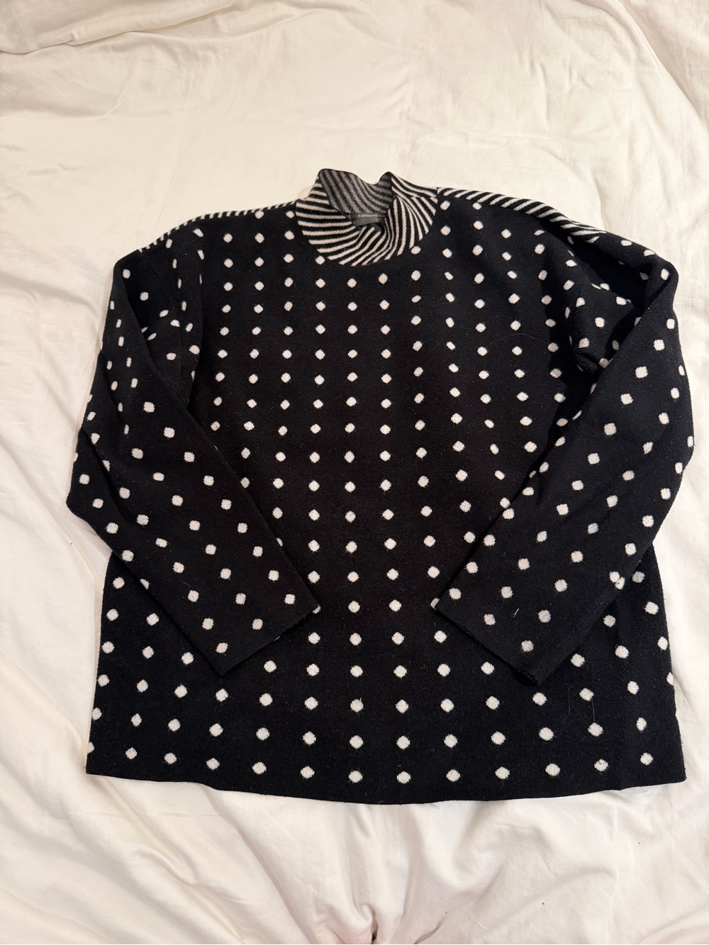 Anthropologie Black & White Polka Dot Sweater